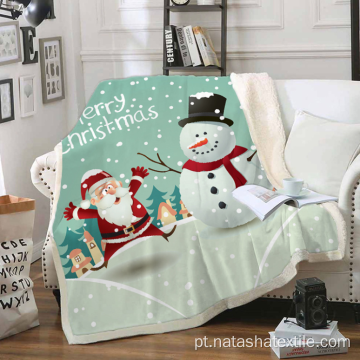 Cobertor de pelúcia de cristal com padrão de boneco de neve de Natal